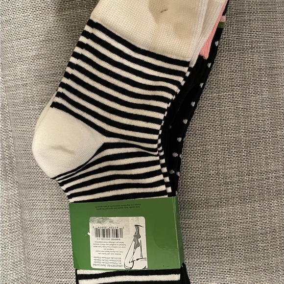 Women’s Kate Spade Shortie Crew Socks Blk/Stripe/ Polka Dot - Picture 6 of 6